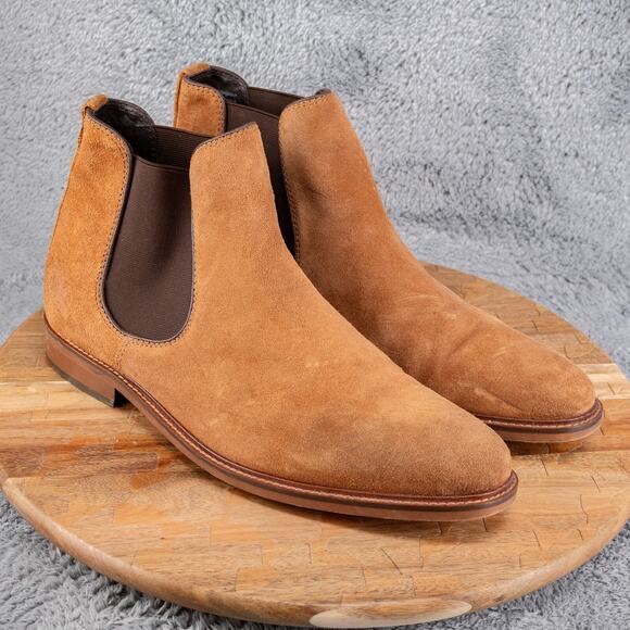 ALDO Men's Ankle Boots Chelsea Cognac Brown Suede Size 11 - Picture 1 of 8